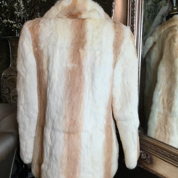 Vintage Michelle brown cream rabbit fur jacket - Picture 2 of 6